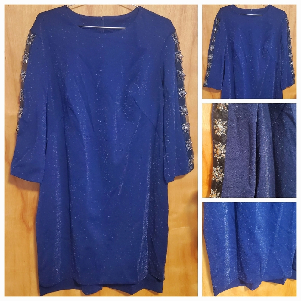 SPARKLY BLUE ITALIAN DRESS WITH RHINESTONES DECOR - Picture 4 of 4